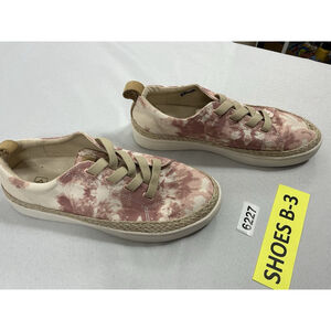 Womans Spenco Slip On Fashion Sneakers 9 D Pink White Bungee Laces